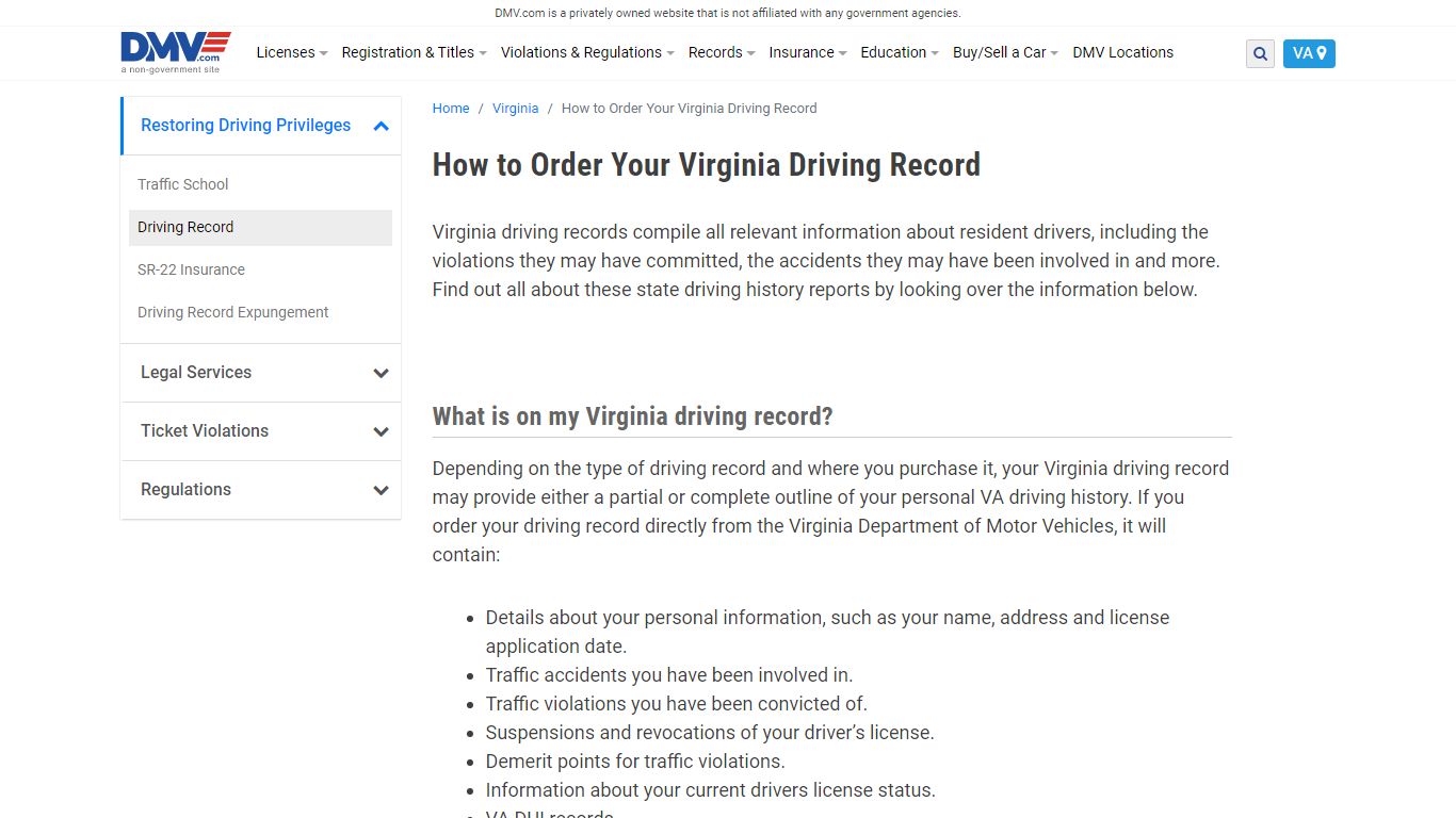Your Virginia Driving Records Guide | DMV.com